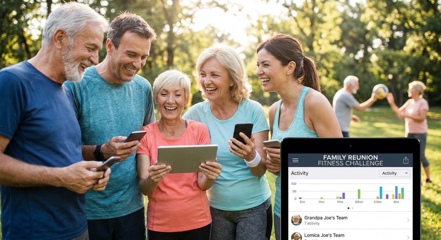 Fitness challenge app for family reunions
