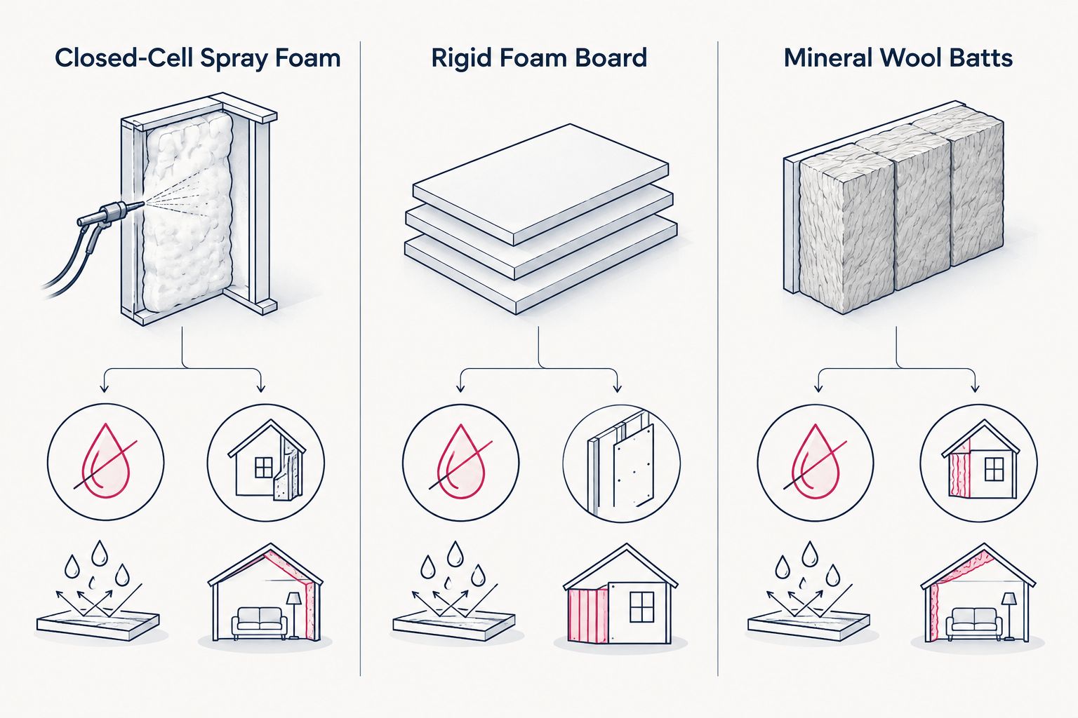 Comparison of closed-cell spray foam, rigid foam board, and mineral wool for pool equipment rooms