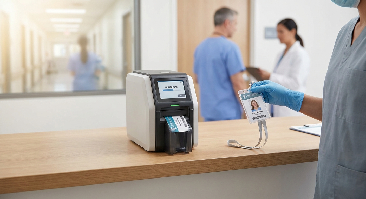 Badge printers for healthcare facilities