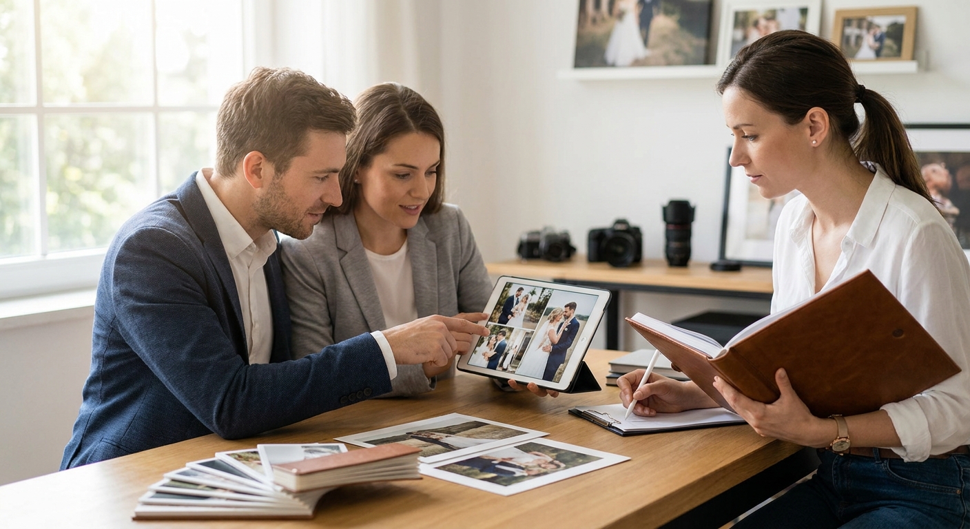 Client approval workflows for wedding photo albums