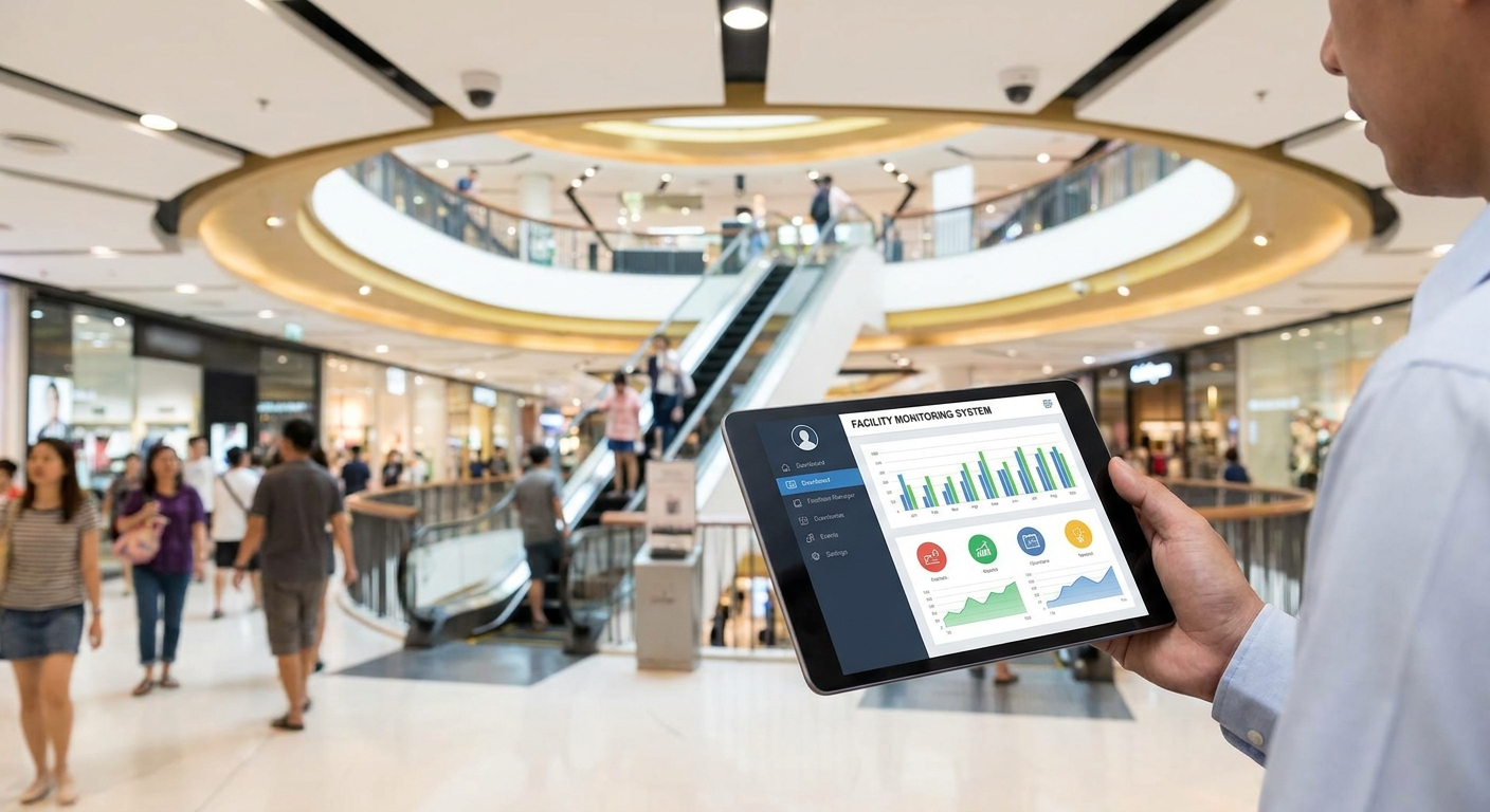 Facility monitoring system for shopping malls and retail centers