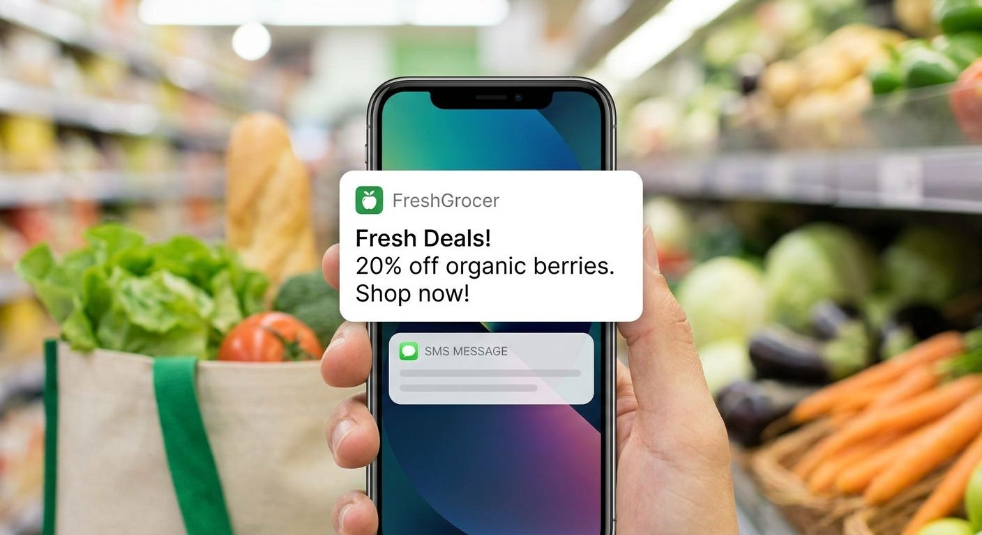 Push notification and SMS marketing tools for grocery apps