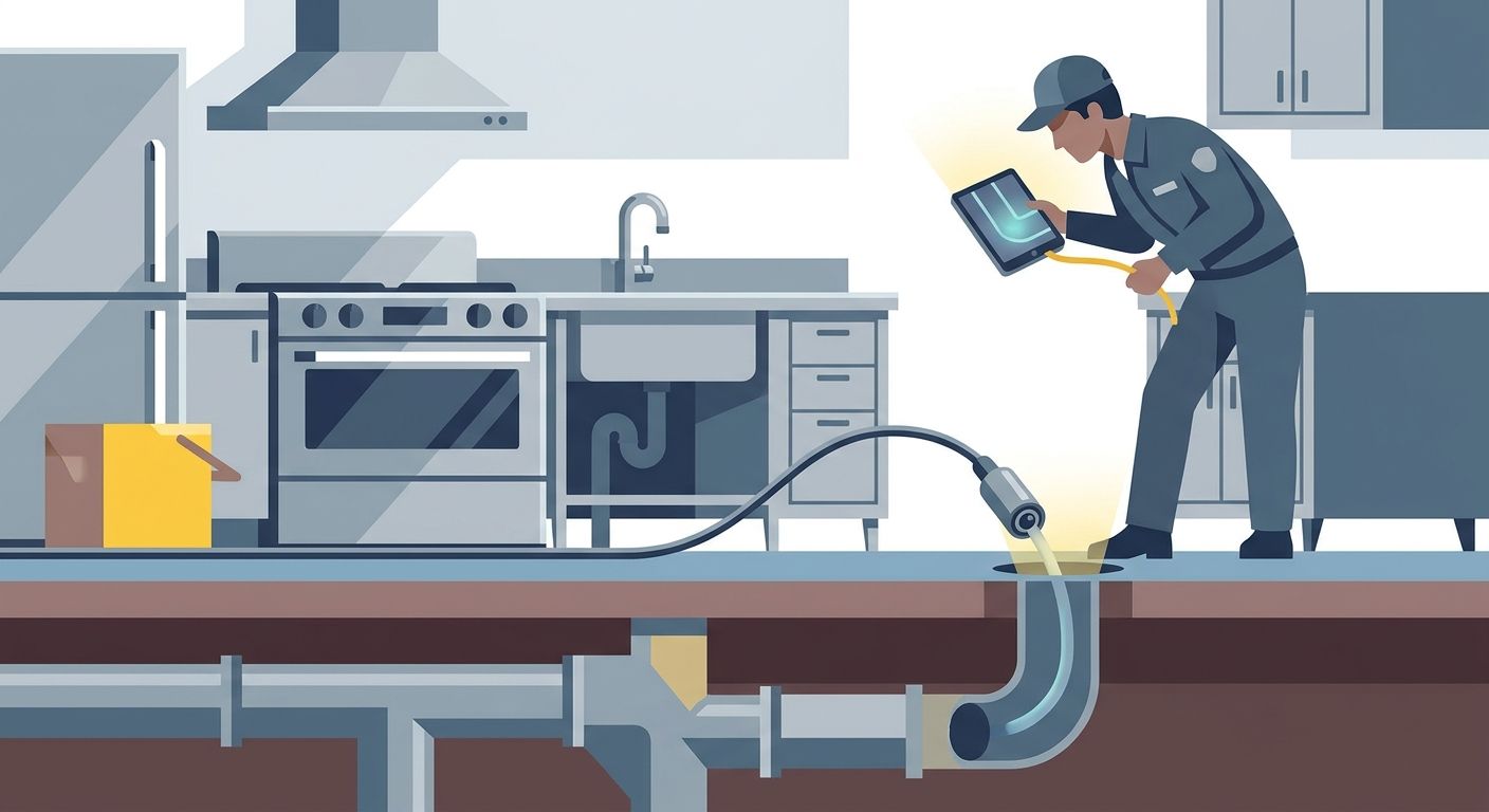 Camera drain inspection for commercial kitchens