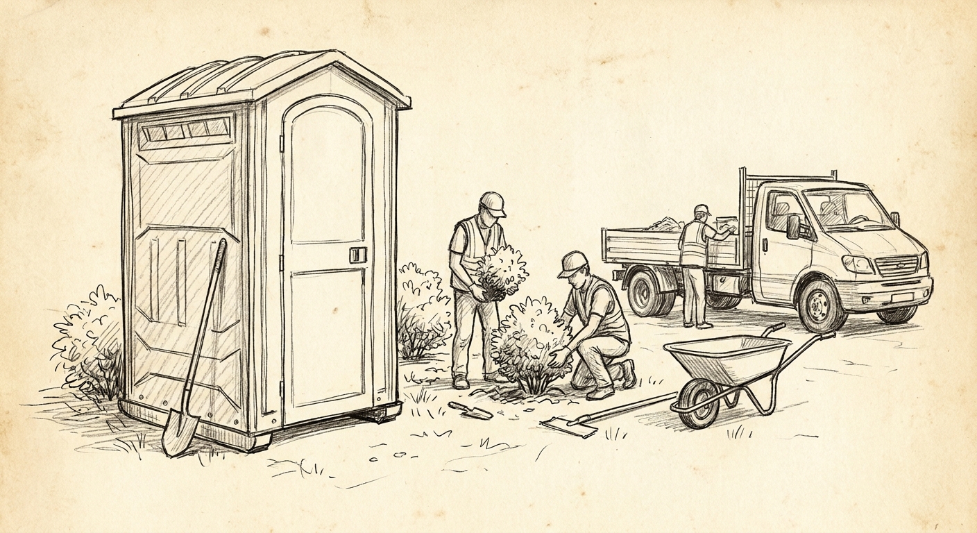 Portable toilet rental for landscaping crews