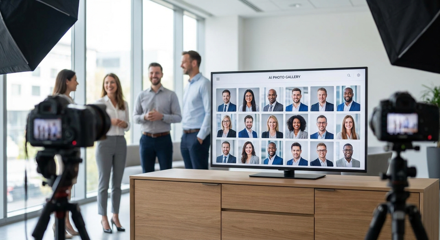 AI photo gallery for corporate headshot days