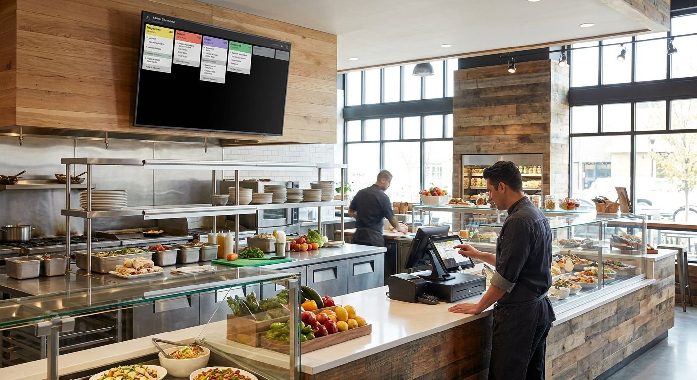 How to set up a kitchen display system for a prepared foods counter