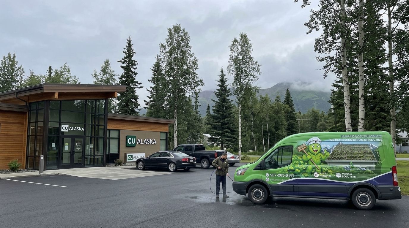 Exterior cleaning for Alaska credit union branches
