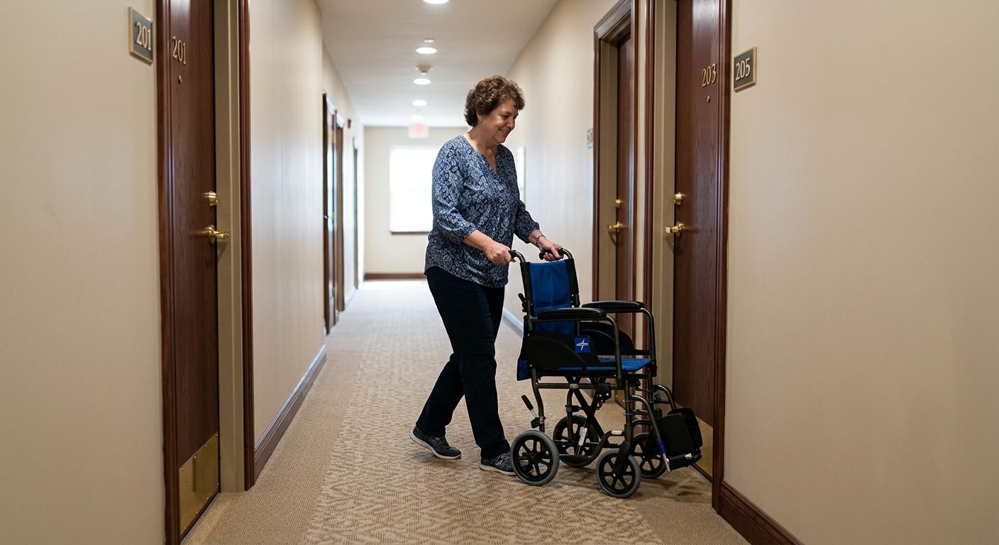 Transport wheelchairs for apartment hallways