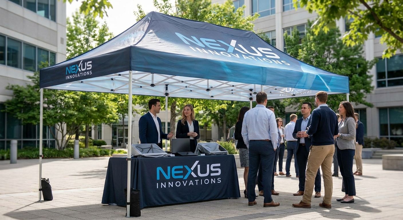 Custom branded canopies for corporate product launches