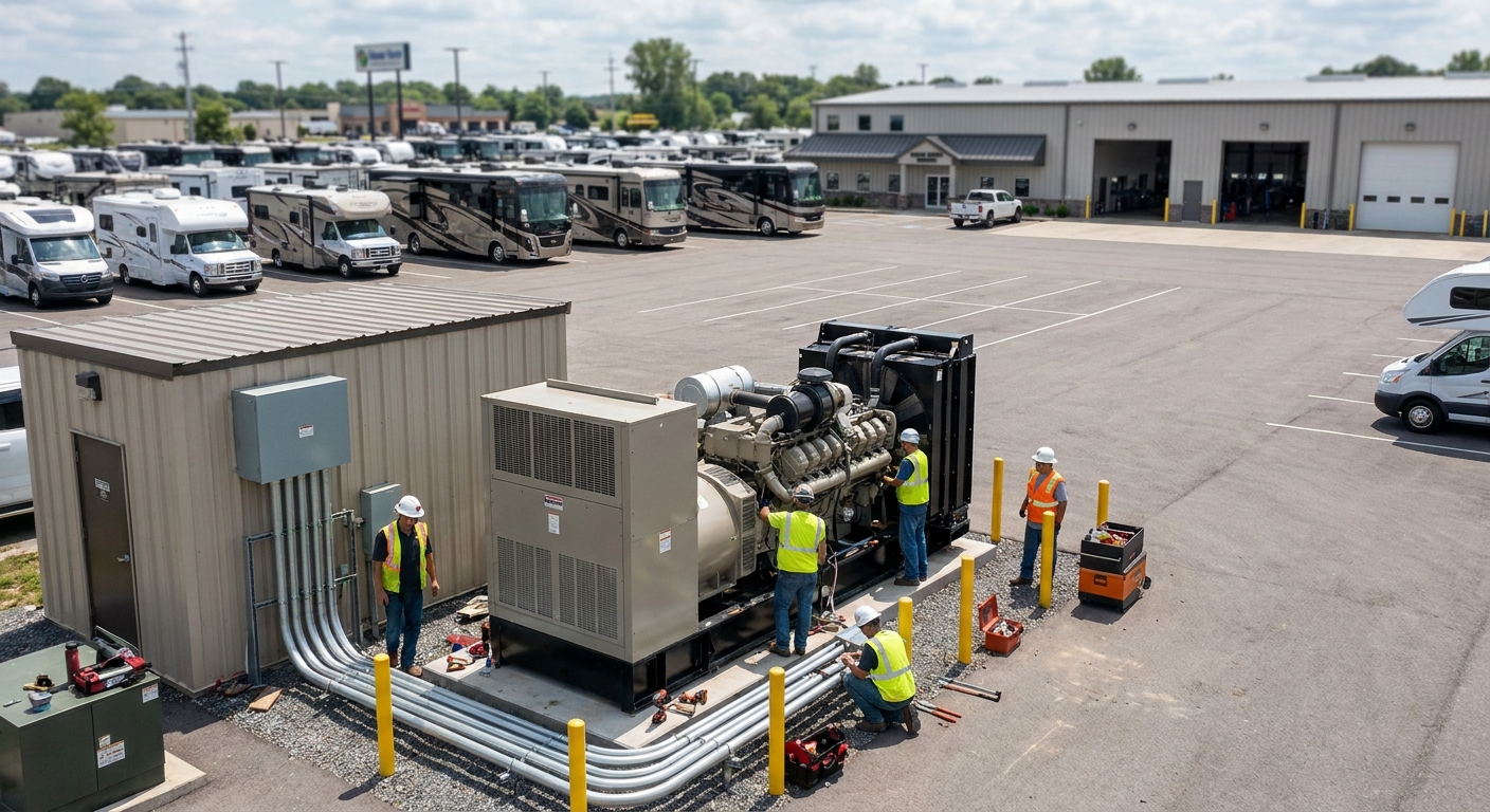 Backup generator installation for RV dealerships and sales lots