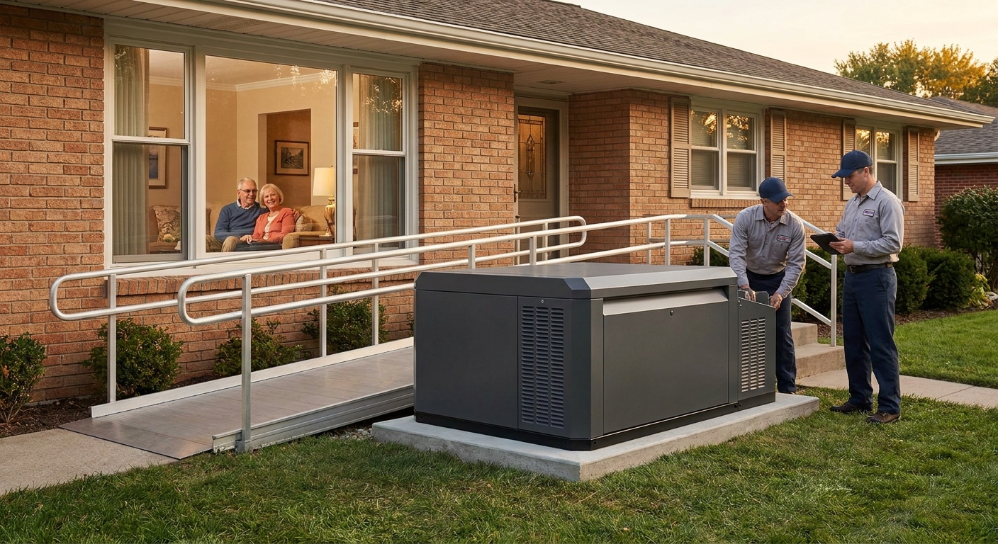 Generator installation for assisted living and aging-in-place homes