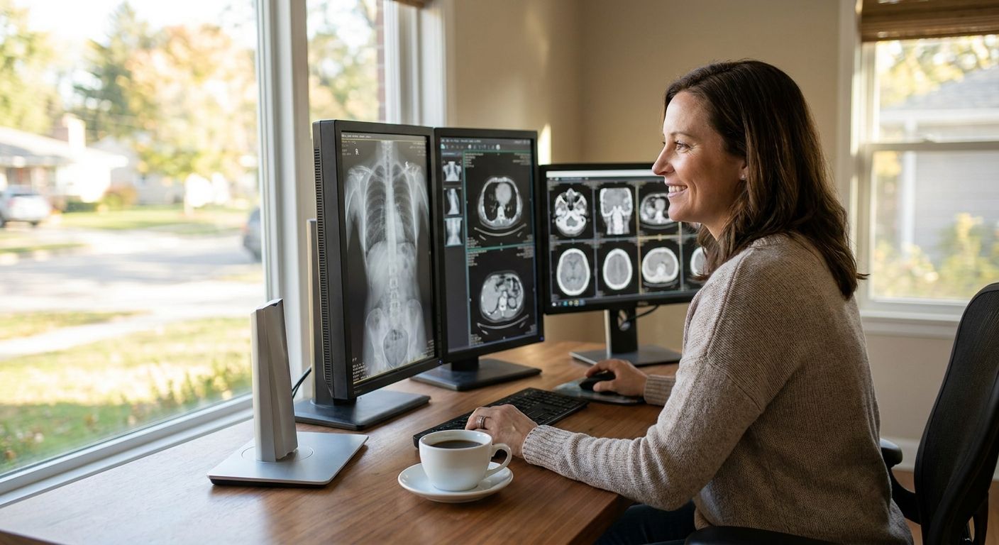 Asynchronous radiology reading jobs for shift-free physicians