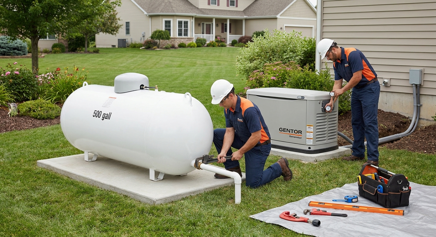 Propane tank installation for standby generators