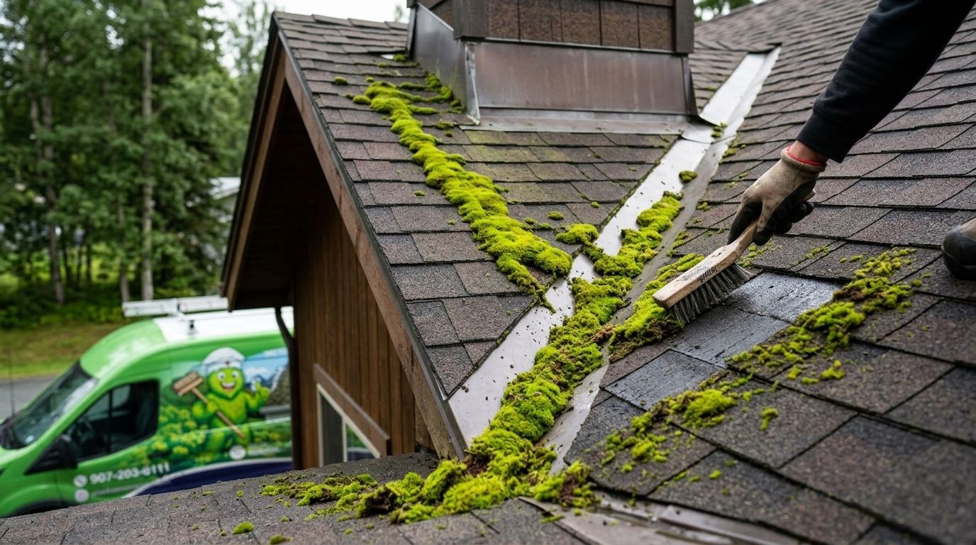 Moss removal for roof valleys and flashing
