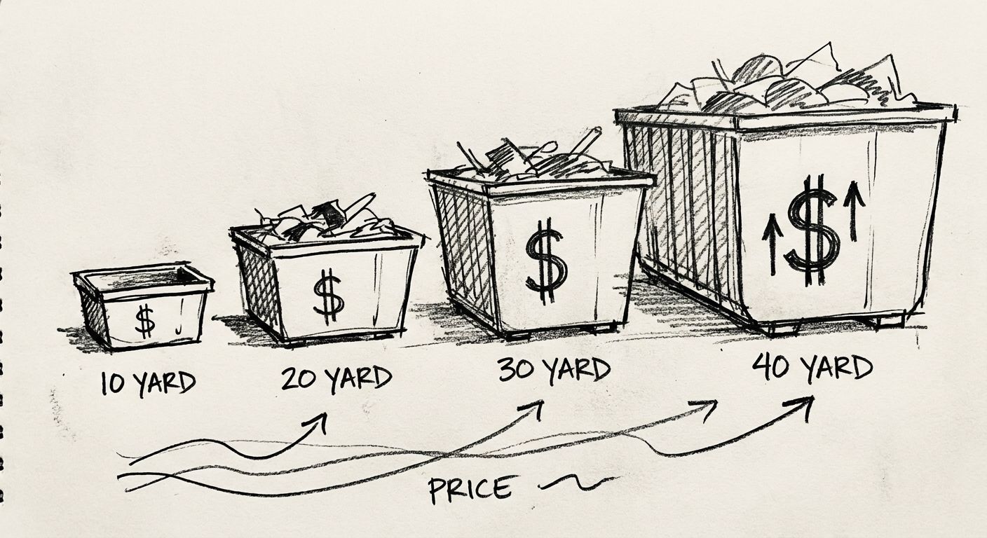 Dumpster rental prices by yard size: 10 to 40 yard compared 2026
