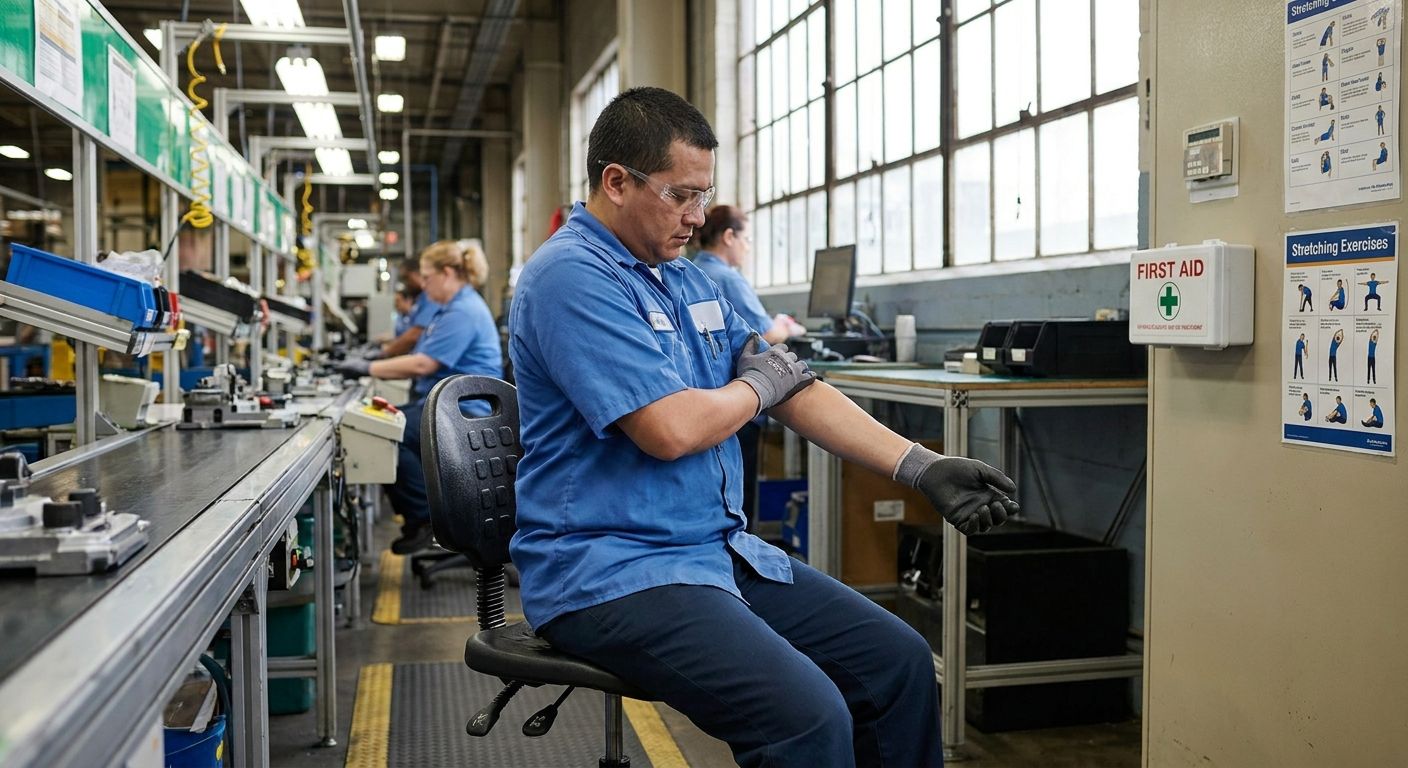 Pain management for factory line workers with repetitive strain