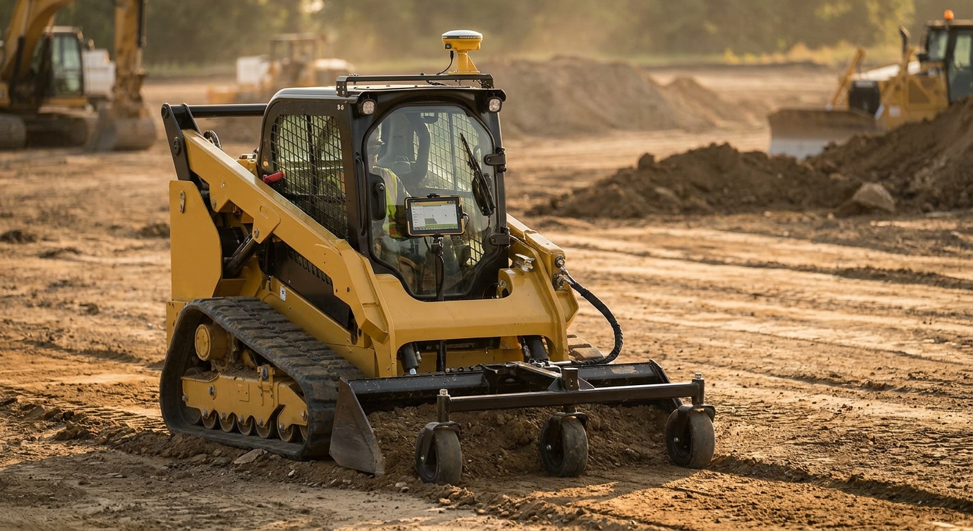 3D GPS machine control for skid steer loaders