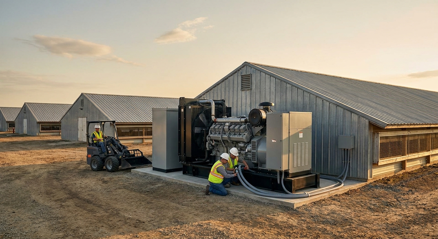 Standby generator installation for poultry farms and chicken houses
