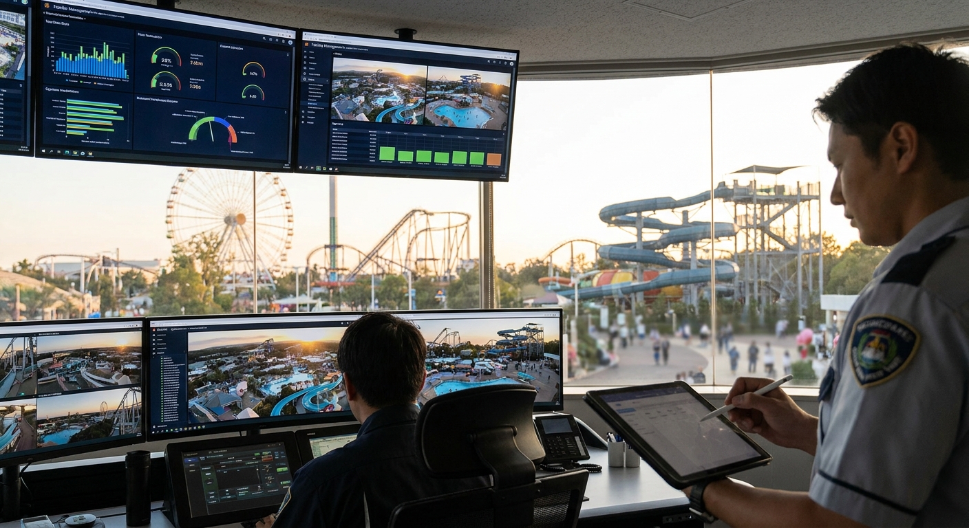 Facility monitoring system for amusement parks and water parks