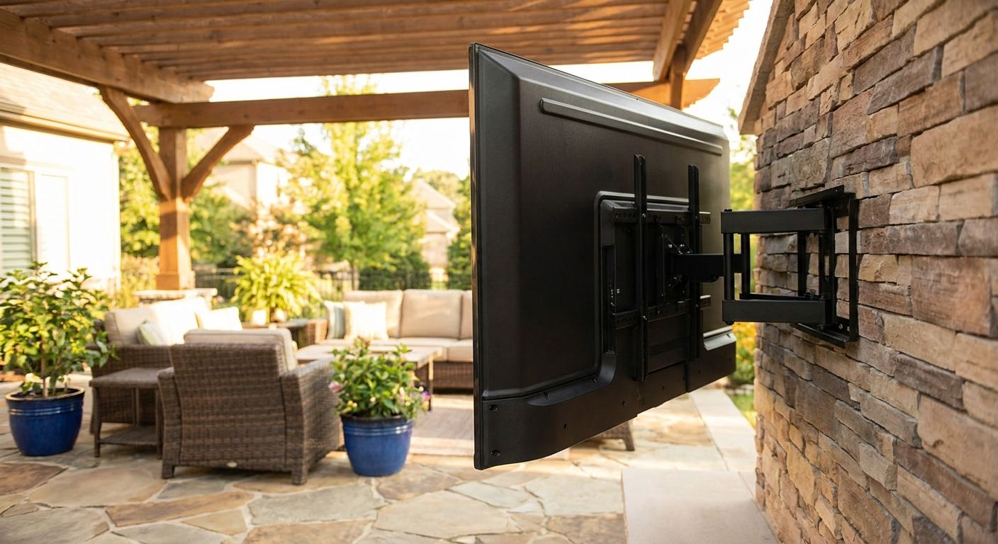 TV mounting for outdoor patios and porches