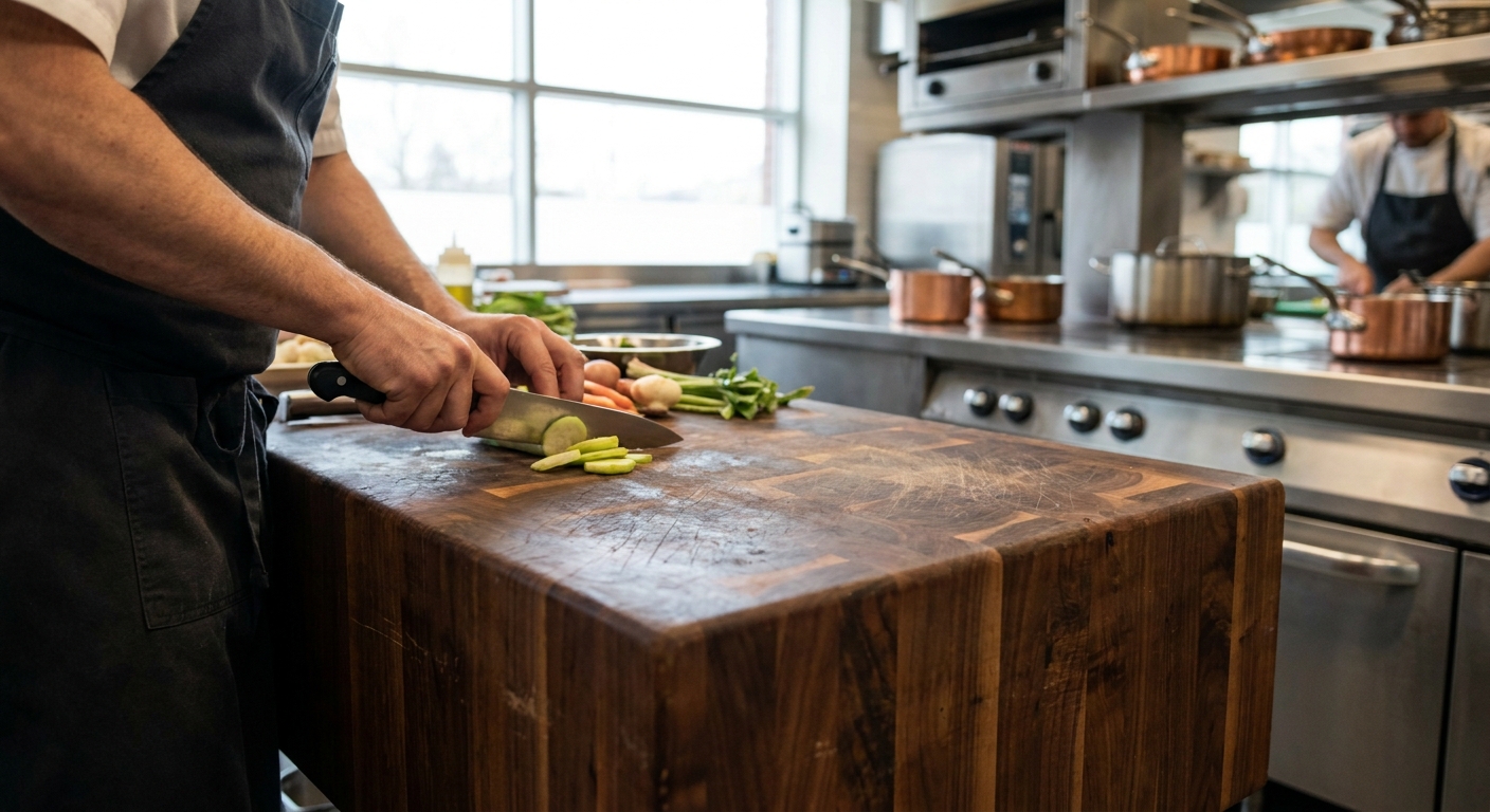 End grain butcher blocks for professional chefs