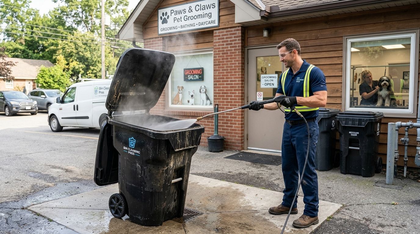 Trash bin cleaning for pet grooming businesses