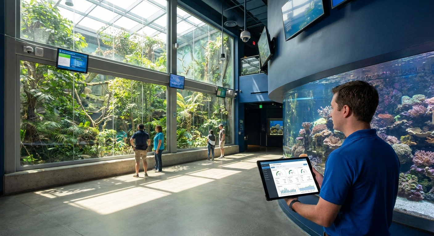 Facility monitoring system for aquariums and zoos