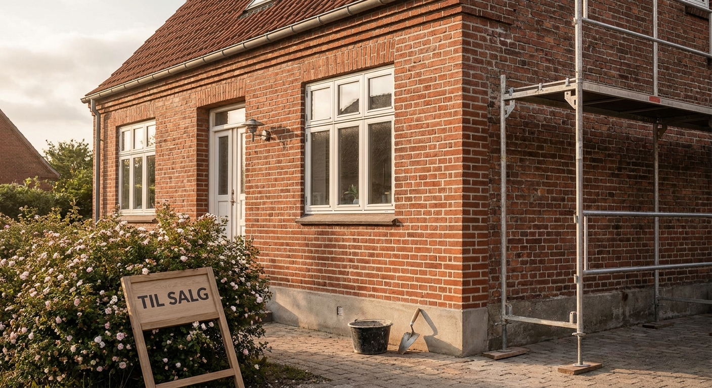 Facaderenovering af murstenshuse før salg af bolig