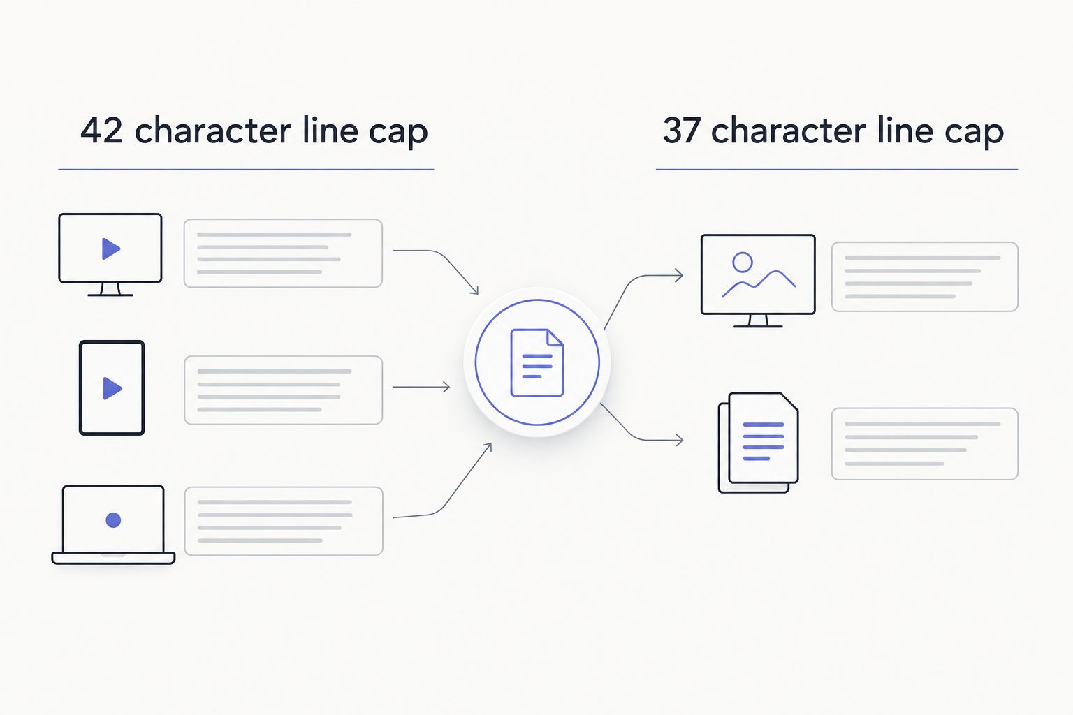Comparison of style guides using a 42-character line cap versus a 37-character line cap