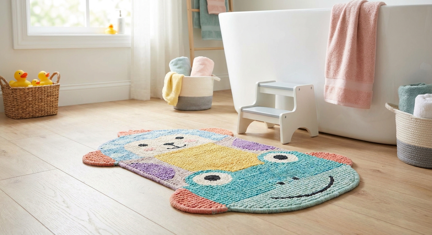 Bath rugs for kids' bathrooms