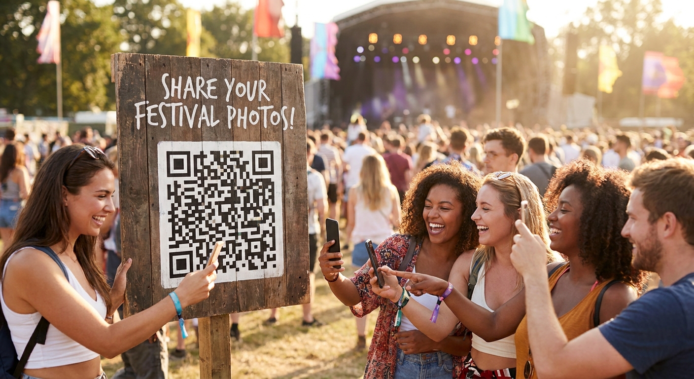 QR code photo sharing for music festivals