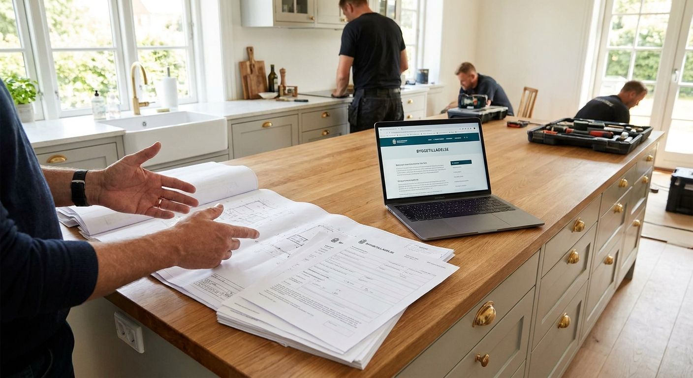 Sådan søger du byggetilladelse til større køkkenombygning
