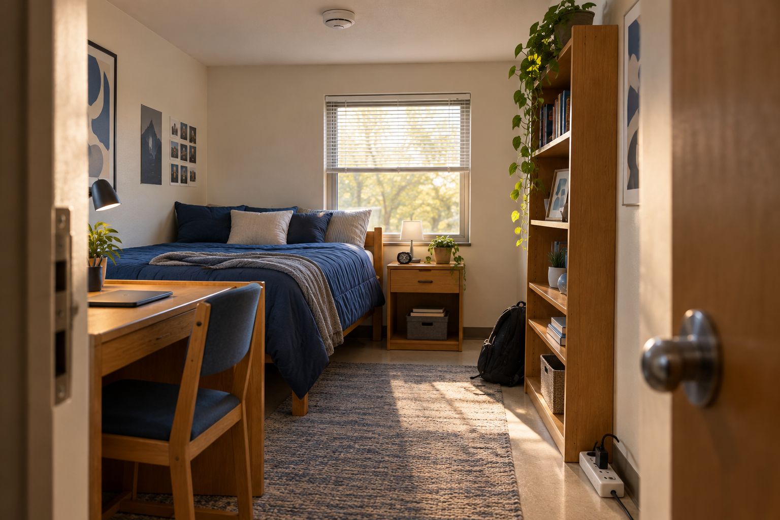 Bedroom in a shared house showing common hiding spots for hidden cameras