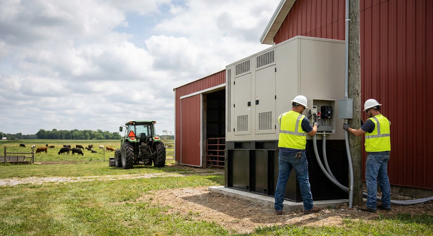 Generator installation for farms and agricultural properties