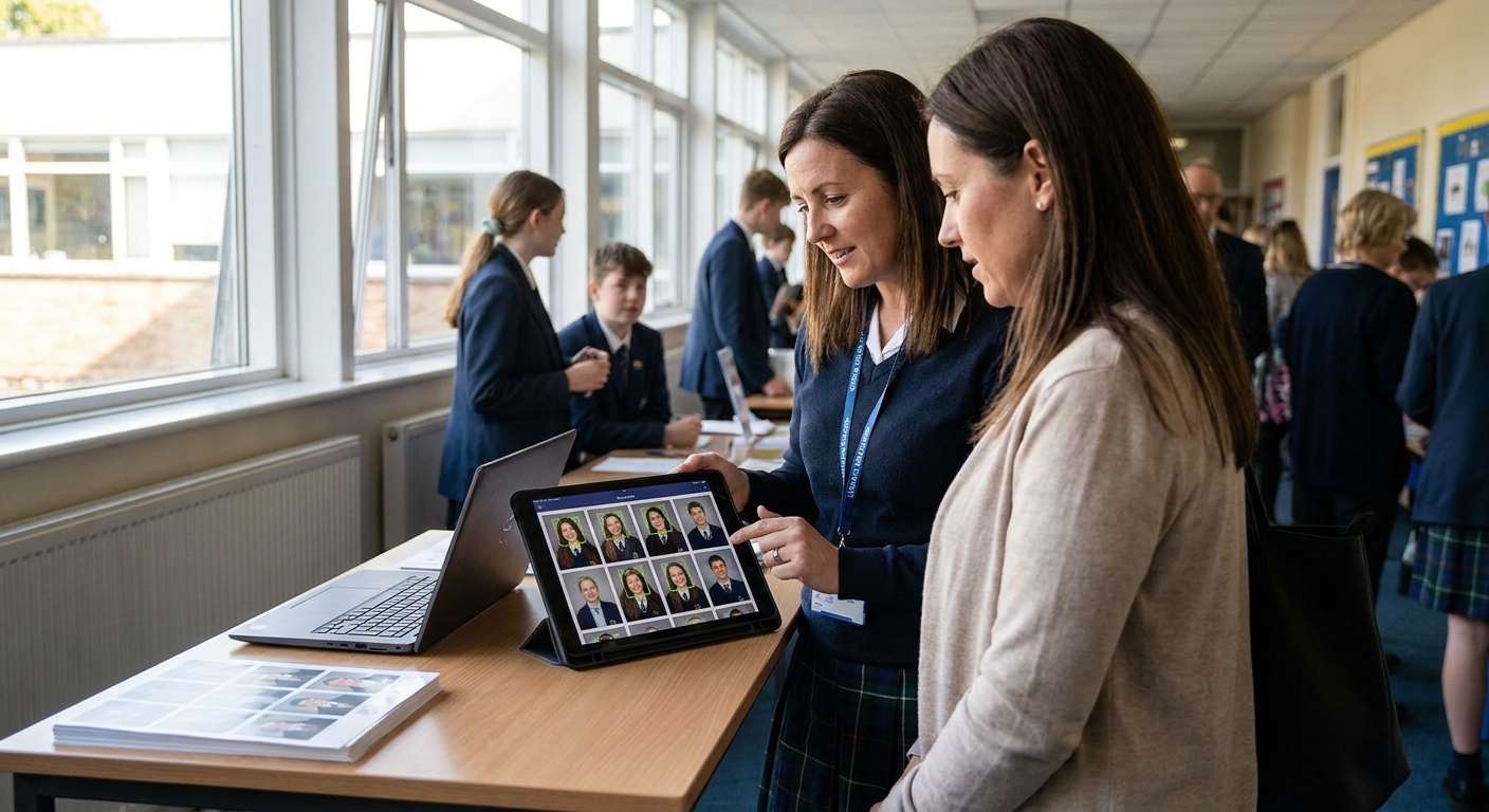Face recognition photo sorting for school events