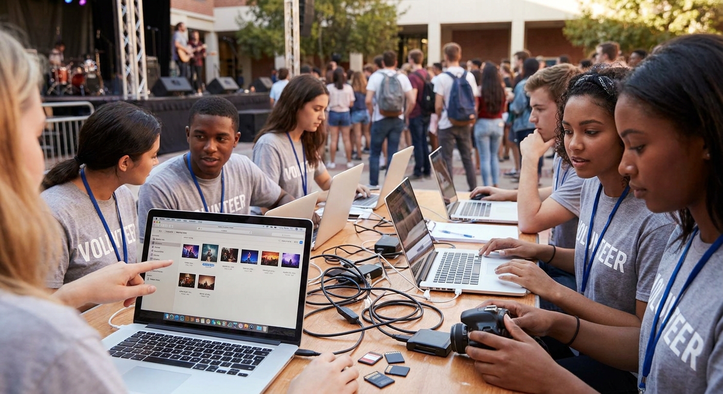 How to manage photo uploads from college fest volunteers
