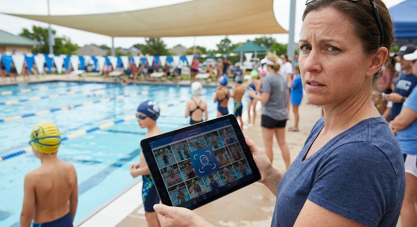 Face recognition photo finder for swim meet parents