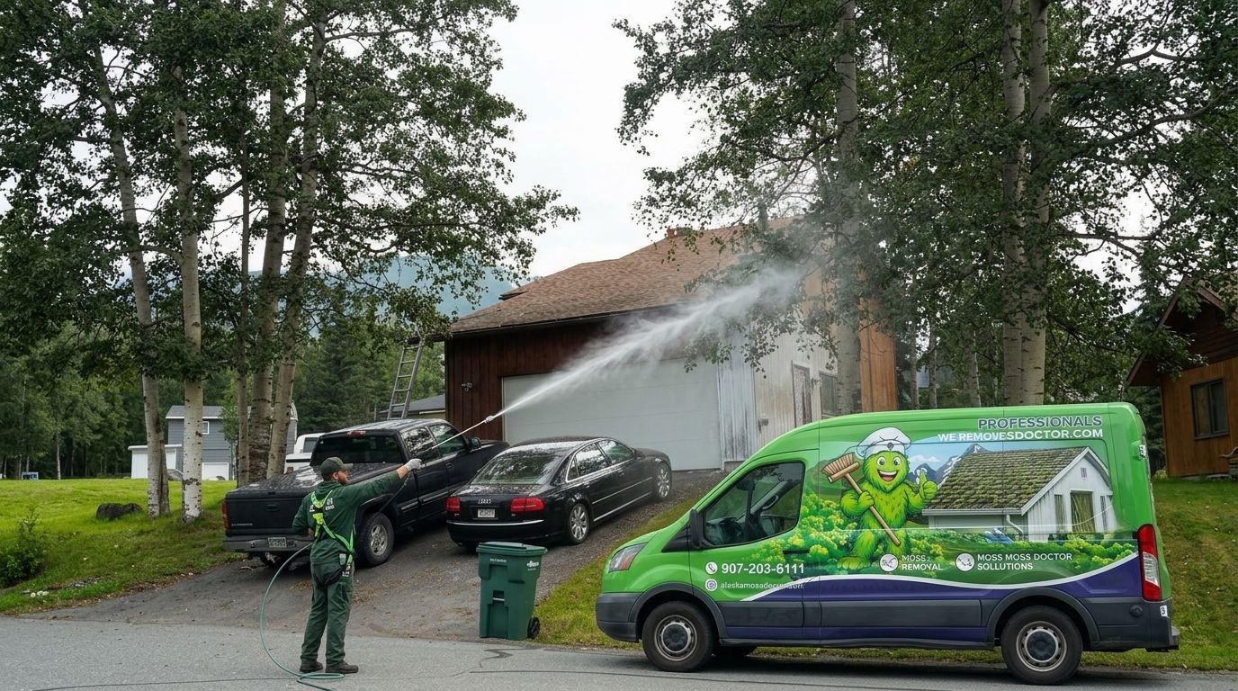 Soft wash cleaning for oxidized aluminum siding