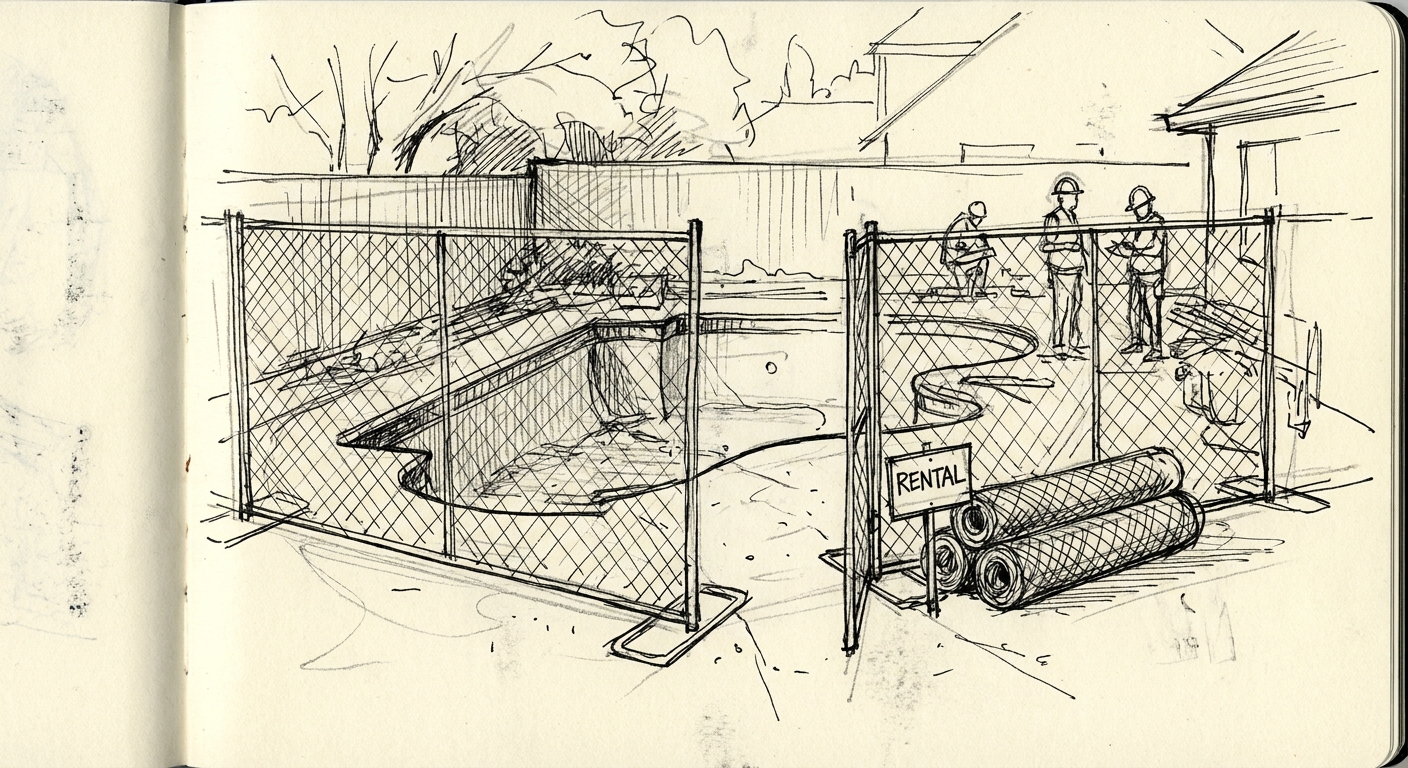 Temporary fencing for pool installation projects
