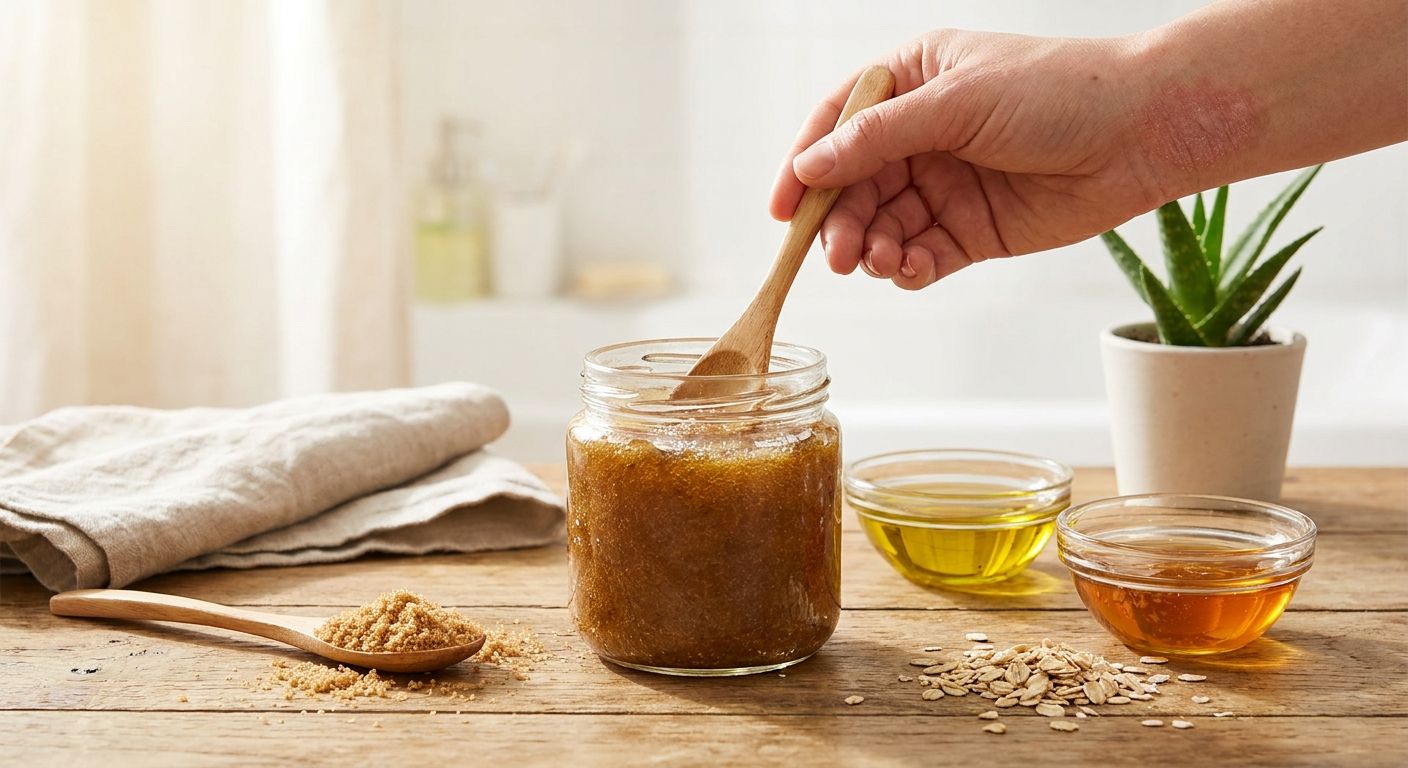 Sugar scrub for eczema-prone skin