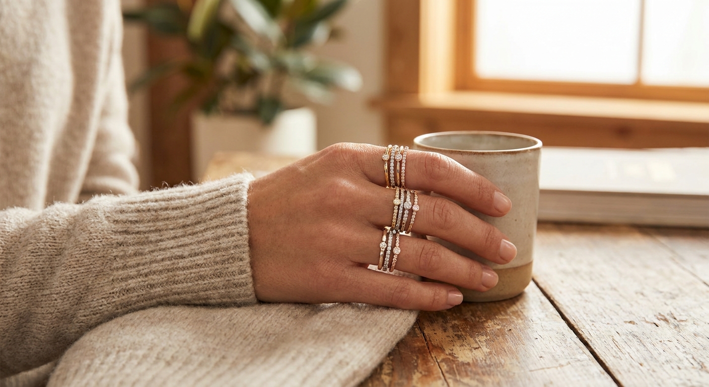 Stackable diamond rings for everyday wear