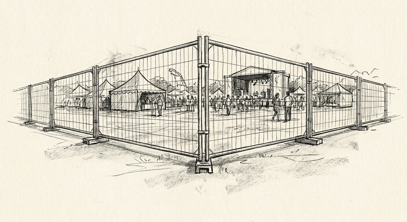 Temporary fencing for outdoor events