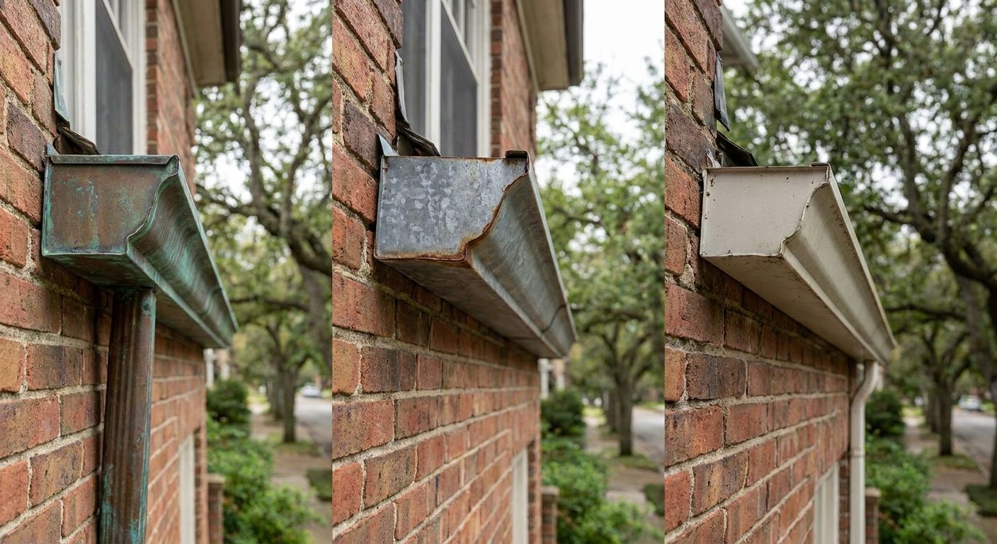 Aluminum vs steel vs copper gutters ranked by durability