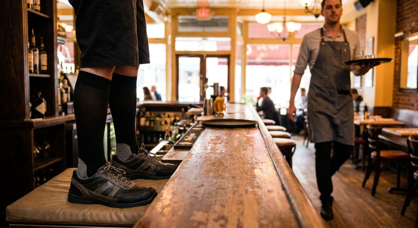 Pain management for bartenders and servers on their feet