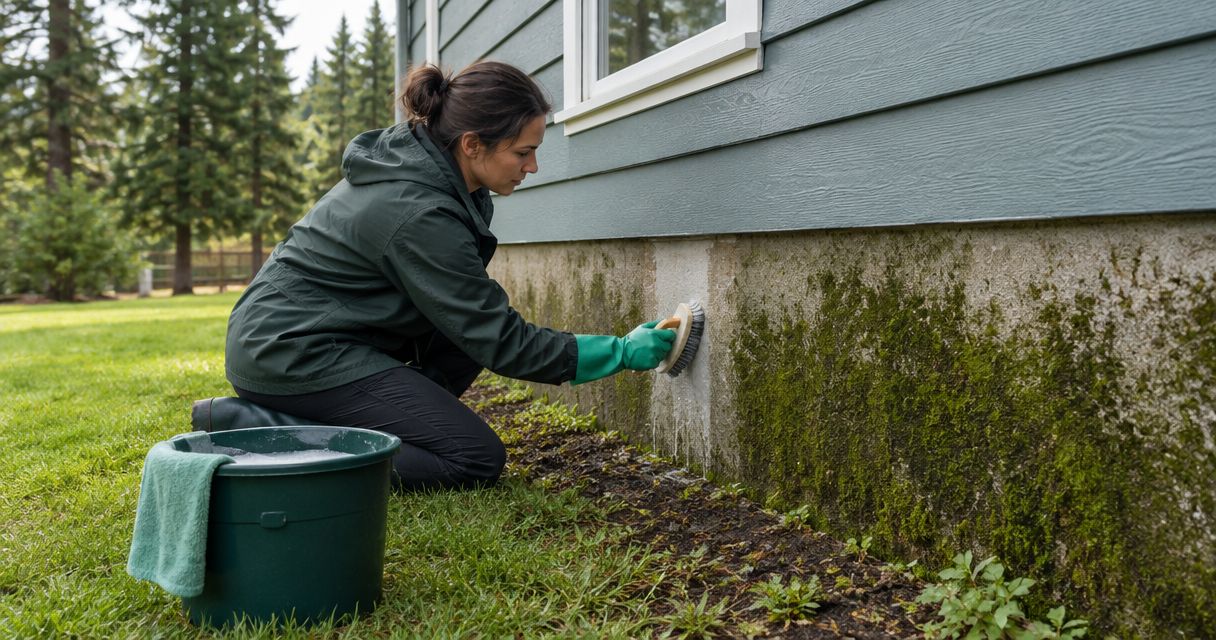 How to clean moss and grime from a home's foundation skirting