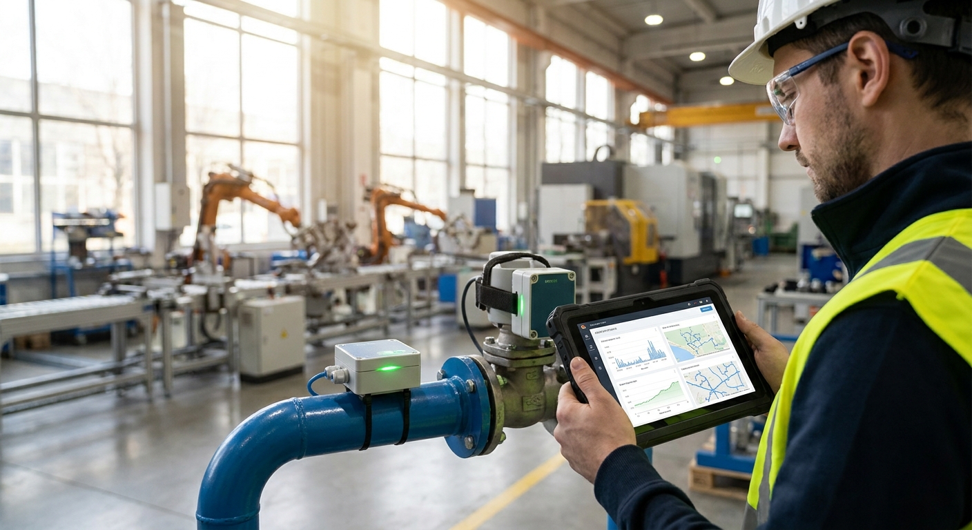 IoT compressed air leak monitoring for manufacturing plants