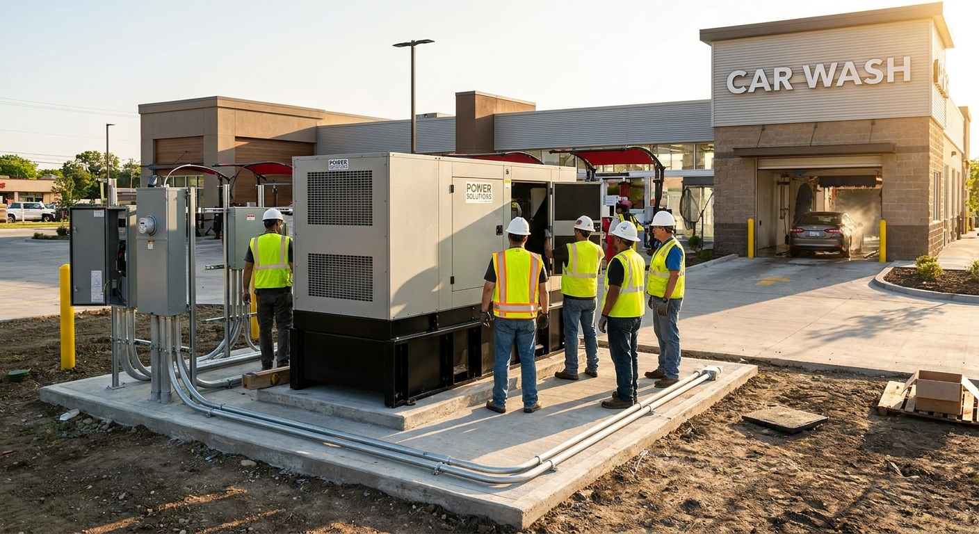Backup generator installation for car washes