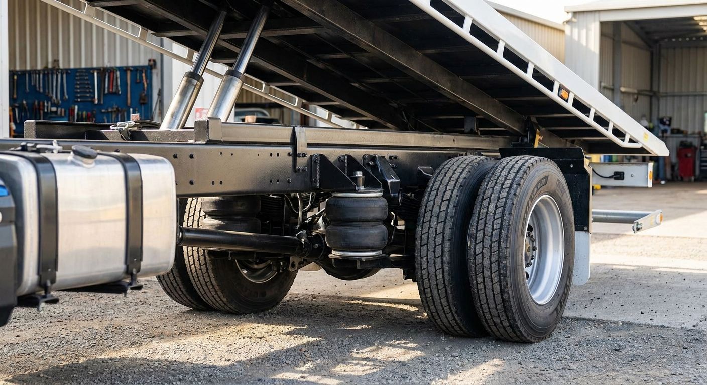 Air suspension for tilt tray and vehicle recovery trucks