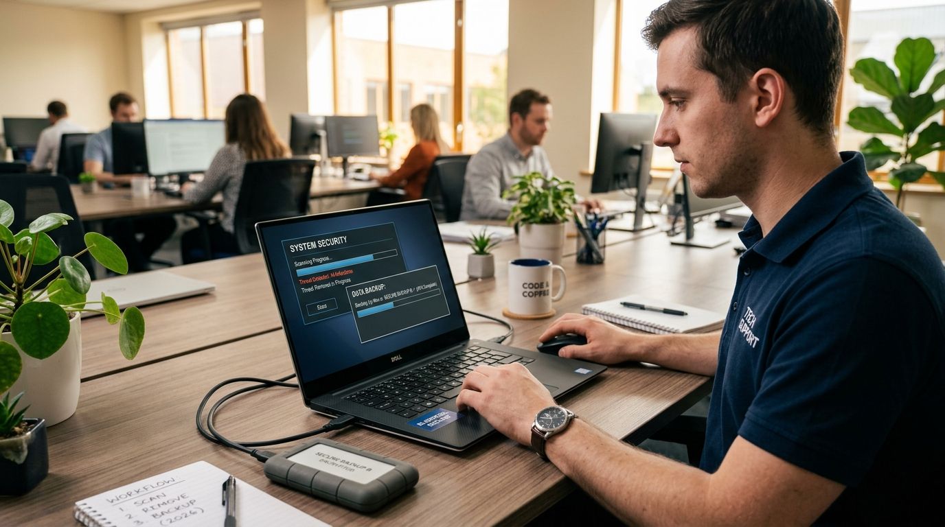 Infected computer to clean and backed up: complete 2026 virus removal workflow