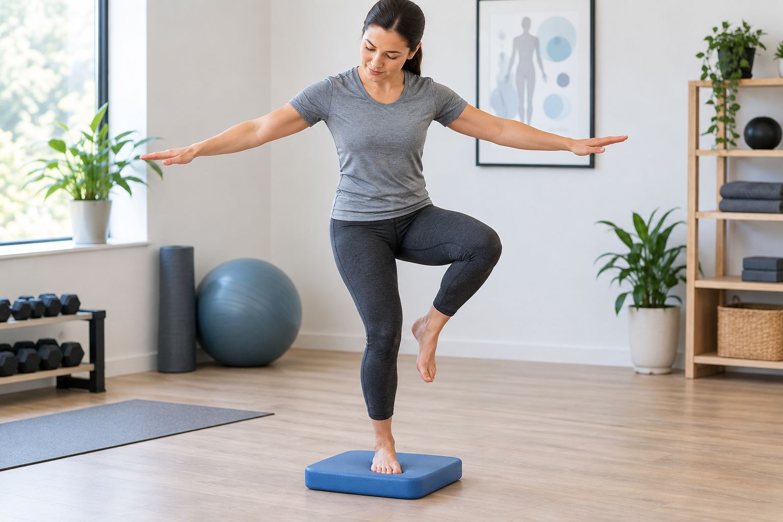 Person practising single-leg balance to build joint stability